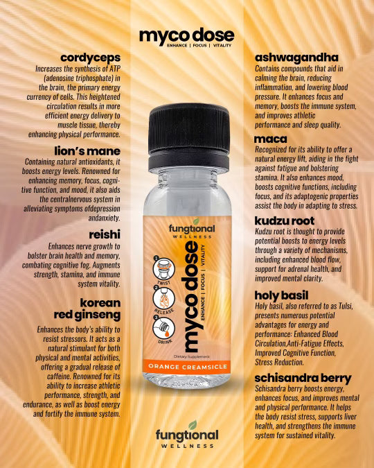 MycoDose: Mushroom and Adaptogenic Wellness Shots (Case of 12)